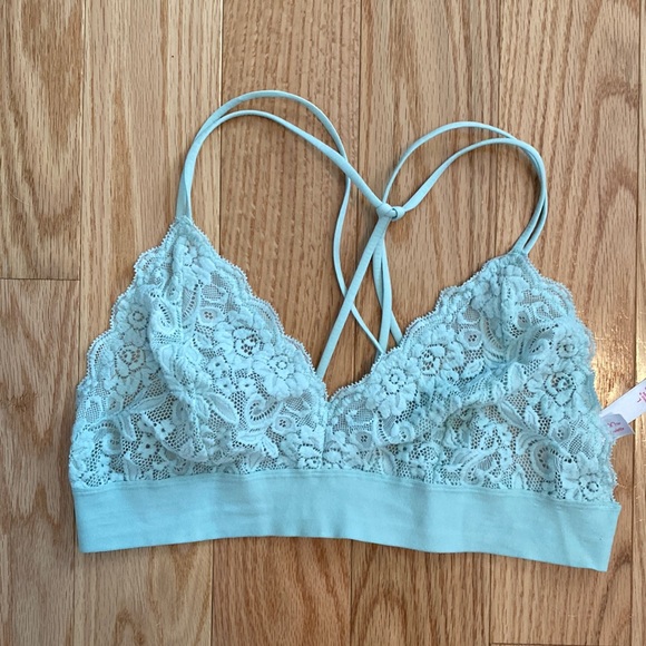 Lacy bralette - light teal/sea foam green - size L - Picture 1 of 4
